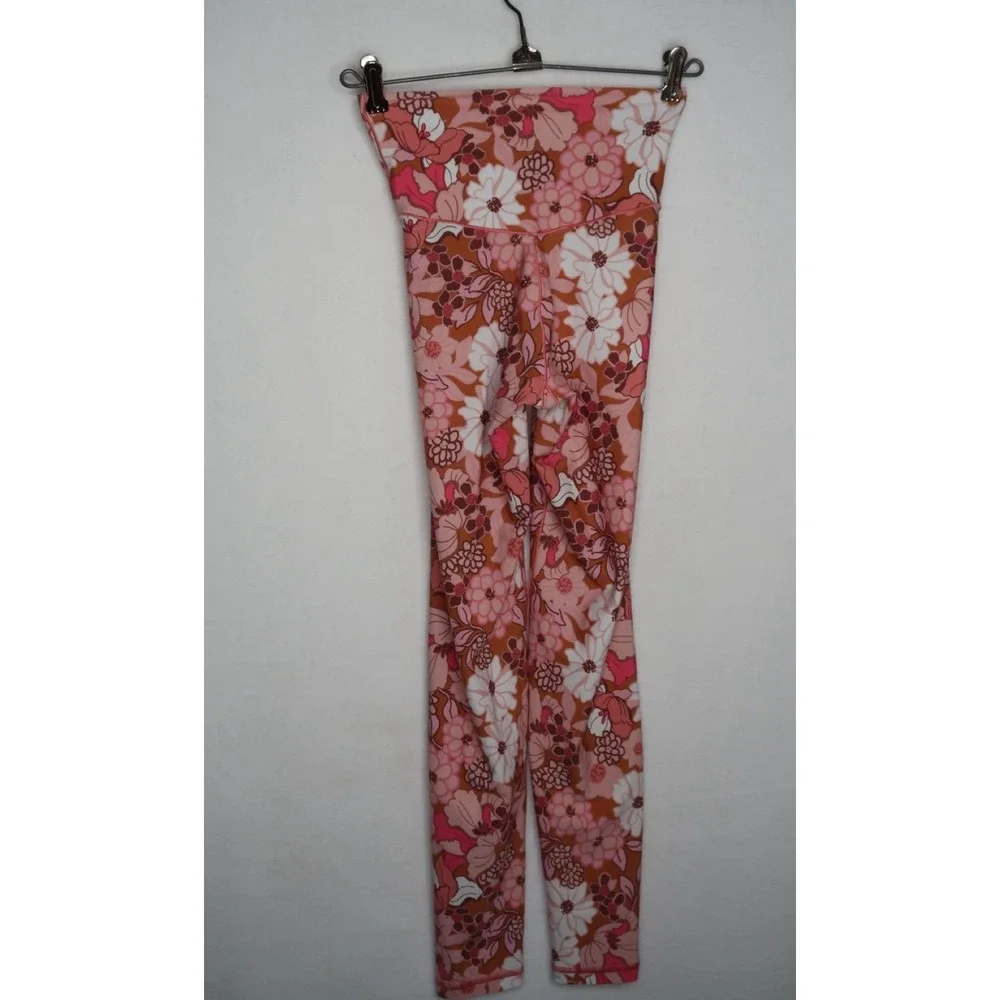 Aerie Retro Floral High Waisted Leggings Pink Boho Yoga Pants S Activewear